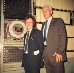 Click to view big image Dave Shear and Peter Fawkes stood in front of the magnetic drums which had been running on the same bearings for 30 years.